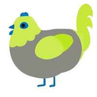 Sprite, a ash and lime chicken with a head pattern