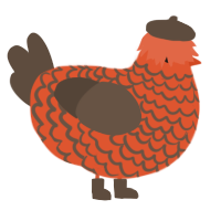 A vermilion and bark chicken with a lace pattern