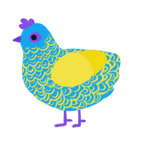 eyestrain, a sky and yellow chicken with a double-lace pattern