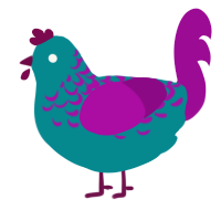 A teal and plum chicken with a half-lace pattern