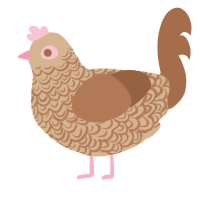 shortbread, a beige and brown chicken with a double-lace pattern
