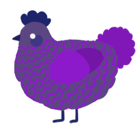 A overcast and violet chicken with a lace pattern