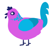 A orchid and cerulean chicken with a neck-speckle pattern