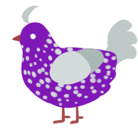 Pop Rocks, a violet and silver chicken with a speckle pattern
