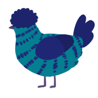 A sea and navy chicken with a bar pattern
