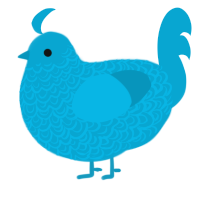 A cerulean chicken with a double-lace pattern
