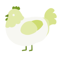 A white and lemon chicken with a head pattern