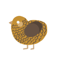 A gold and bark chicken with a lace pattern