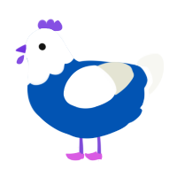 sans undertale, a ultramarine and white chicken with a head pattern