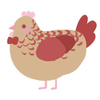Hazelnut, a beige and red chicken with a half-lace pattern