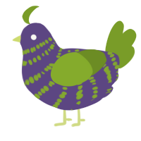 A overcast and chartreuse chicken with a bar pattern