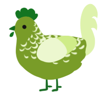 salad greens, a chartreuse and apple chicken with a half-lace pattern
