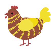 A russet and yellow chicken with a bar pattern