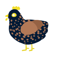 A tumblr and brown chicken with a speckle pattern
