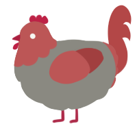 A ash and red chicken with a head pattern