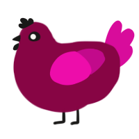 Berry, a maroon and fuchsia chicken