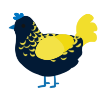 A tumblr and yellow chicken with a half-lace pattern