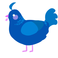 A ultramarine and sapphire chicken with a neck-band pattern