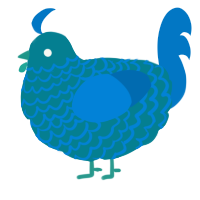 A sea and sapphire chicken with a lace pattern