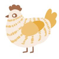 A cream and honey chicken with a bar pattern