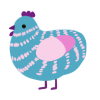 Lent, a sky and lavender chicken with a bar pattern