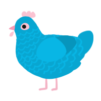 A cerulean chicken with a lace pattern