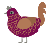 A wine and brown chicken with a lace pattern
