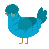 A cerulean and sea chicken with a half-bar pattern
