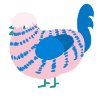 Candi Jr, a rose and sapphire chicken with a bar pattern
