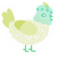 Specter, a white and lemon chicken with a double-lace pattern