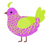 A orchid and lime chicken with a lace pattern