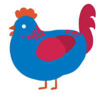 playdoh, a sapphire and crimson chicken with a neck-speckle pattern