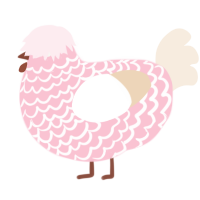 A rose and cream chicken with a lace pattern