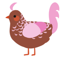 A russet and pink chicken with a half-lace pattern