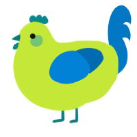 A lime and sapphire chicken