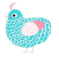 A aqua and rose chicken with a lace pattern