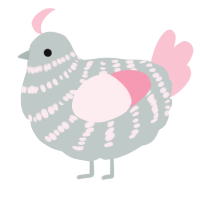 A silver and rose chicken with a bar pattern