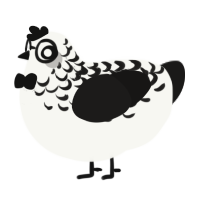 Piano Keys, a white and sable chicken with a half-lace pattern