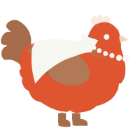 A vermilion and brown chicken with a neck-band pattern