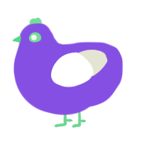 Cinder Sparkle, a blurple and white chicken
