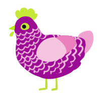 Petal, a plum and pink chicken with a lace pattern