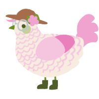 A cream and pink chicken with a lace pattern