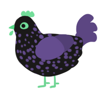 A sable and overcast chicken with a speckle pattern