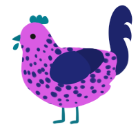 IF, a orchid and navy chicken with a speckle pattern
