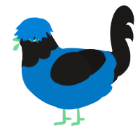 todd howard, a sapphire and sable chicken with a head pattern