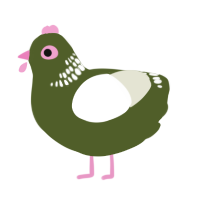 A olive and white chicken with a neck-band pattern