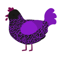 A sable and violet chicken with a double-lace pattern