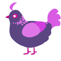 A overcast and orchid chicken with a neck-speckle pattern