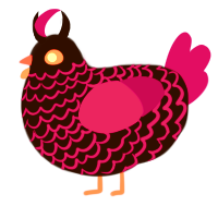 Demon Portal, a black and violet chicken with a lace pattern