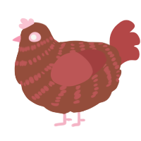 A russet and red chicken with a bar pattern